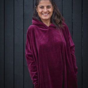 Grace Hoodie Dress Velour Velour Wine